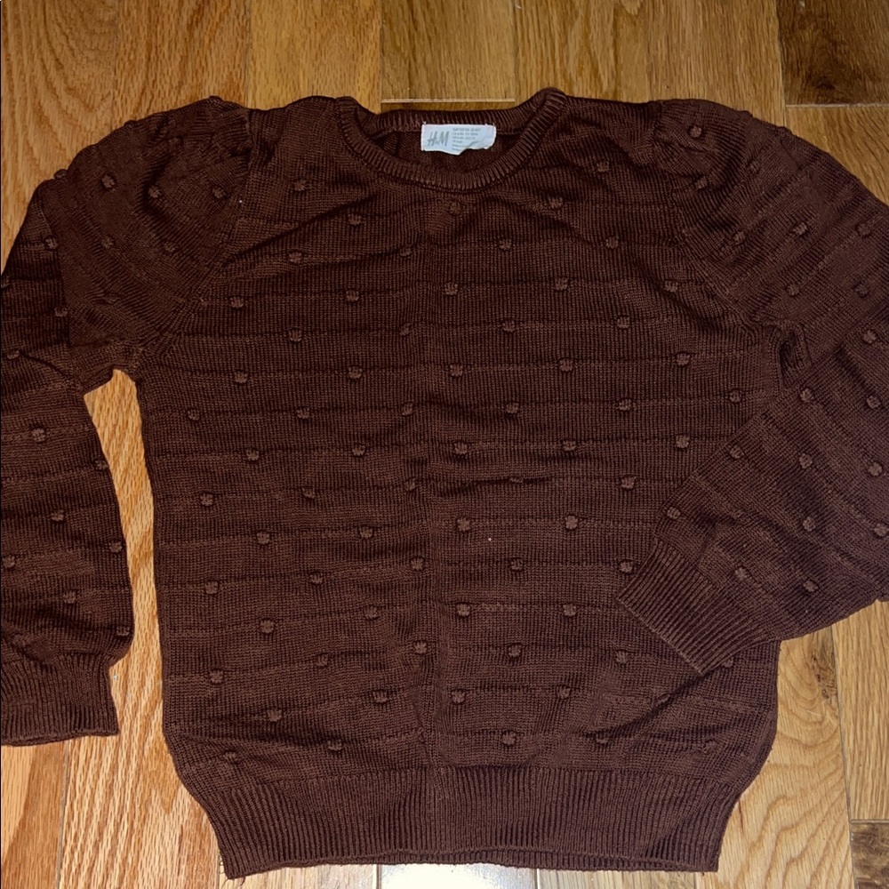 H&M Girls Kids Textured Brown Sweater
